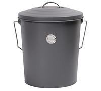 Muddy Hands Metal Bucket with Lid Carry Handle & Scoop - Storage Container for Wild Bird Seed Pet Dog Cat Food Animal Feed (Grey)