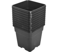 Muddy Hands Pack of 10 Black Plastic Nursery Pots Heavy Duty Outdoor Square Garden Plant Pots With Drainage For Seedlings, Cuttings, Herbs & Flowers (25 Litre)