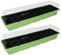 Muddy Hands Pack of 2-20 Cell Windowsill Propagator Seed Starter Tray with Clear Lid - Perfect Plant Germination Seedling Mini Greenhouse Kit