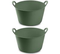 Muddy Hands Pack of 2-56 Litre Green Extra Large Flexi Tub Versatile Multi Purpose Flexible Rubber Storage Container Bucket