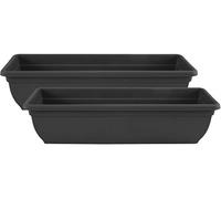 Muddy Hands Pack of 2 - 60cm Long Black Trough Planters | Large Plastic Window Box Plant Pots | Outdoor Garden, Balcony, Patio & Herb Flower Containers
