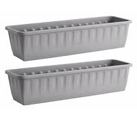 Muddy Hands Pack of 2-80cm Long Light Grey Trough Plant Pot Plastic Planter Outdoor Garden Window Herb Flower Box