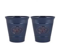Muddy Hands PACK OF 2 Decorative Bee Garden Planter - Gloss Finish Outdoor Plastic Plant Pot for Flowers, Herbs, Shrubs & Small Trees, Frost Proof, Weather Resistant with Drainage Hole, Blue, 6 Litre