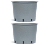 Muddy Hands Pack of 2 - Eco Friendly Heavy Duty Green Plastic Plant Pots Outdoor Garden Round Nursery Herb Flower Planters (Made from Recycled Plastic) (15 Litre)