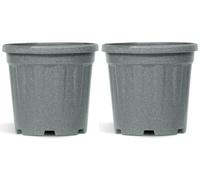 Muddy Hands Pack of 2 - Eco Friendly Heavy Duty Green Plastic Plant Pots Outdoor Garden Round Nursery Herb Flower Planters (Made from Recycled Plastic) (12.5 Litre)