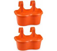 Muddy Hands Pack of 2 Hanging Balcony Railing Planters - 37cm Window Box Flower Pots for Railings up to 6cm Wide - Outdoor Garden, Patio & Deck Planter Boxes - No Drainage Holes, Terracotta