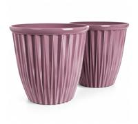 Muddy Hands Pack of 2 Large 22 Litre Decorative Tall Round Planter Pots - Outdoor Garden Plastic Plant Pots for Flowers, Herbs, Trees & Patio Plants - Heavy Duty Ornamental Planters (Purple Haze)