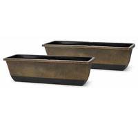 Muddy Hands Pack of 2 - Large Trough Planter Window Box - Rectangular Flower Planters for Garden, Balcony & Patio - Durable Outdoor Plant Pots for Flowers, Herbs & Plants (Spiced Maple, 76cm)