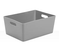 Muddy Hands Pack of 2 Plastic Storage Baskets with Handles - Large Deep Grey Rectangular Storage Boxes - Heavy Duty Organiser for Kitchen, Bathroom, Bedroom & Office