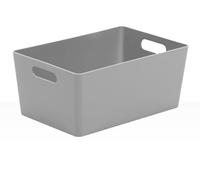 Muddy Hands Pack of 2 Plastic Storage Baskets with Handles - Small Deep Grey Rectangular Storage Boxes - Heavy Duty Organiser for Kitchen, Bathroom, Bedroom & Office