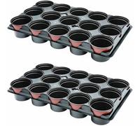 Muddy Hands Pack of 2 - Professional Garden Shuttle Tray with 15 × 10.5cm Pots - Seed Starting, Seedling Propagation & Plant Cuttings for Greenhouse & Home Growing