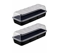 Muddy Hands Pack of 2 Seed Propagator Tray with Lid - 37cm Long Large Windowsill Plant Propagator, Indoor Mini Greenhouse for Seedlings, Humidity Dome Germination Tray (37cm x 13.5cm x 12 cm)