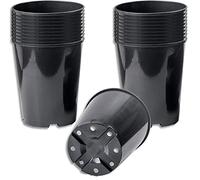 Muddy Hands Pack of 20-1 Litre Deep Rose Black Plastic Plant Pots Outdoor Garden Round Nursery Flower Herb Flower Planters