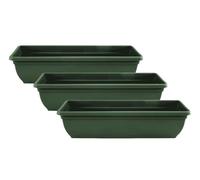 Muddy Hands Pack of 3 - 60cm Green Trough Planters | Long Plastic Window Box Plant Pots | Outdoor Garden, Balcony & Herb Flower Containers