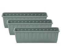 Muddy Hands Pack of 3-60cm Long Green Trough Plant Pot Plastic Planter Indoor Home Outdoor Garden Window Herb Flower Box