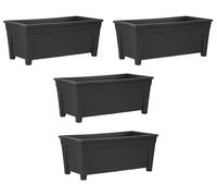 Muddy Hands Pack of 4-55cm Black Long Trough Plant Pots Indoor Home Outdoor Garden Plastic Planters Window Herb Flower Box