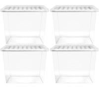 Muddy Hands Pack of 4-80 Litre Extra Large Clear Plastic Storage Boxes with Lids Home Office Stackable Containers - Length: 58.5cm - Width: 39cm - Height: 46cm