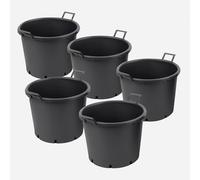 Muddy Hands Pack of 5 - 50 Litre Heavy Duty Plastic Plant Pots with Handles - Large Outdoor Garden Planters for Vegetables, Flowers, Trees & Salad Growing