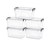 Muddy Hands Pack of 5 Heavy Duty 7.8 Litre Clear Plastic Storage Boxes with Lids - BPA Free Food Grade Clip Lock Stackable Storage Containers - Freezer & Microwave Safe - 30.5cm x 20cm x 21cm