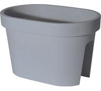 Muddy Hands Plastic Flower Bridge Hanging Planter Fence Balcony Rail Railing Flower Herb Trough Plant Pot (Small, Grey)