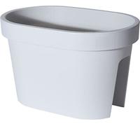 Muddy Hands Plastic Flower Bridge Hanging Planter Fence Balcony Rail Railing Flower Herb Trough Plant Pot (Small, White)