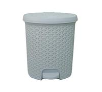 Muddy Hands Rattan Effect Plastic Foot Pedal Bin Home Bedroom Bathroom Rubbish Waste Dustbin (3 Litre, White)