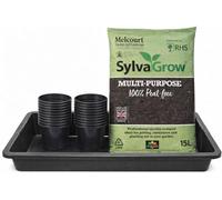 Muddy Hands Seed Starting Kit - Potting Tray, 20 x 1L Plant Pots & 15L Multi-Purpose Compost | Complete Seed Germination Set for Flowers, Herbs & Vegetables | Ideal for Indoor & Greenhouse Growing