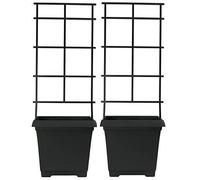 Muddy Hands Set of 2 - 9.7 Litre Black Plastic Trellis Planters Climbing Plants Support Sweet Pea Runner Bean Tomato Plant Pots