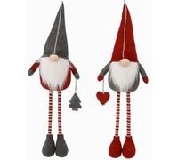 Muddy Hands Set of 2 Christmas Gonk Decorations - Scandinavian Gnome Ornaments with Extendable Legs Which Make it 90cm Tall - Festive Xmas Shelf or Fireplace Decor