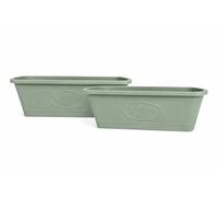 Muddy Hands Set of 2 Garden Planter Troughs - Large Rectangular Plastic Flower Planter Boxes for Patio, Balcony & Window Sill - Indoor Outdoor Garden Plant Pots - Sage Green