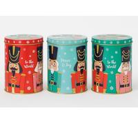 Muddy Hands Set of 3 Tall Christmas Nutcracker Tins - Festive Storage Containers for Sweets, Biscuits, Chocolates & Cookies - Gift Boxes