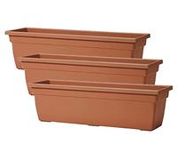 Muddy Hands Set of 3 Terracotta 60cm Long Trough Plant Pots Plastic Planters Outdoor Garden Herb Flower Box