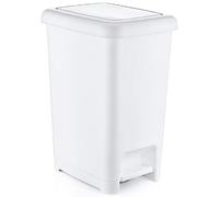 Muddy Hands Slim Plastic Foot Pedal Bin Home Bedroom Bathroom Kitchen Rubbish Recycling Waste Dustbin (White, 25 Litre)