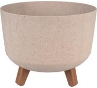 Muddy Hands Speckle Effect Decorative Plant Pot with Legs Indoor Home Outdoor Garden Round Flower Planter Stand Holder Cover (Cream)