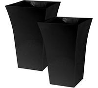 Muddy Hands Tall Square Plastic Plant Pot Cover - Modern Indoor Tree & Flower Planter Holder for Houseplants, Palms & Decorative Plants - No Drainage Holes (Pack of 2 - Large, Black)