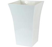Muddy Hands Tall Square Plastic Plant Pot Cover - Modern Indoor Tree & Flower Planter Holder for Houseplants, Palms & Decorative Plants - No Drainage Holes (Single - Large, White)