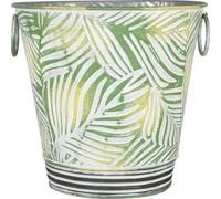 Muddy Hands Tropical Leaf Metal Plant Pot Indoor Home Outdoor Garden Decorative Vintage Flower Planter Cover Holder Bucket (Tin Pail - Small)