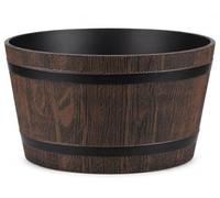 Muddy Hands Wooden Barrel Effect Water Feature Container 21 Litre Rustic Outdoor Garden Pond Bowl, Decorative Plastic Planter Style Water Feature Basin, 39.5cm Diameter, No Drainage Holes