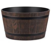 Muddy Hands Wooden Barrel Effect Water Feature Container 21 Litre Rustic Outdoor Garden Pond Bowl, Decorative Plastic Planter Style Water Feature Basin, 39.5cm Diameter, No Drainage Holes (1)