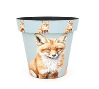 Muddy Hands Zest Decorative Plant Pot for Indoor & Outdoor Use, Lightweight 100% Recycled Plastic Flower Planter, Frost Proof, UV Resistant, Waterproof Printed Design, Fox, 13 Litre