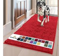 Muddy Mat® AS-SEEN-ON-TV Highly Absorbent Microfiber Door Mat and Pet Rug, Non Slip Thick Washable Area and Bath Mat Soft Chenille for Kitchen Bathroom Bedroom Indoor and Outdoor - Red XL 59"X35"