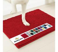 Muddy Mat® AS-SEEN-ON-TV Highly Absorbent Microfiber Door Mat and Pet Rug, Non Slip Thick Washable Area and Bath Mat Soft Chenille for Kitchen Bathroom Bedroom Indoor and Outdoor - Red 24" x 72"