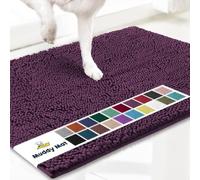 Muddy Mat® AS-SEEN-ON-TV Highly Absorbent Microfiber Door Mat and Pet Rug, Non Slip Thick Washable Area and Bath Mat Soft Chenille for Kitchen Bedroom Indoor and Outdoor - Dark Purple 24" x 96"