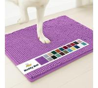 Muddy Mat® Original Dog Door Mat for Muddy Paws, Super Absorbent Microfiber, Non-Slip Washable Pet Rug, Quick Dry Chenille Entryway Carpet, Machine Washable Indoor Outdoor mat, Purple 19"x30"