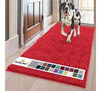 Muddy Mat® | Super Absorbent Door Mat Indoor, Microfiber Quick Dry Chenille Entryway Rug, Non-Slip Front Door Mat, Indoor Mats for Entryway, Machine Washable Pet Rug, Red 24" x 72"