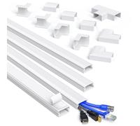 MUDEELA Cable Trunking, 4M Square Cable Cover, Self-Adhesive Hide Wires on Wall, Accessory Multipack, Cable Management Kit for Home Office - 4 X 1M Lengths, W30mm H17mm, White