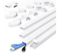 MUDEELA Cable Trunking, 4M Trunking for TV Cables, Self Adhesive Wall Cable Tidy, Cable Management to Hide Wall Mount TV Powers Cords in Home Office, 4X 1M Lengths, W24mm, H14mm, White