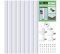 MUDEELA Cable Trunking Kit, 3.2 Meter Concealer, Cable Tidy Cable Raceway, Cable Management Kit for Home Office - 8X L400mm, W30mm H17mm, White