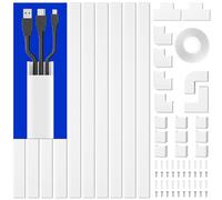 MUDEELA Cable Trunking Kit, 4M Trunking for TV Cables, Self Adhesive Wall Cable Tidy, Cable Management to Hide Wall Mount TV Powers Cords in Home Office, 10X L400mm, W24mm, H14mm, White