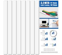 MUDEELA Cable Trunking Kit, Trunking for TV Cables, Self Adhesive Wall Cable Tidy, Wire Covers Wall, Cable Management to Hide Wall Mount TV Powers Cords in Home Office, 8X L400mm, W24mm H14mm, White
